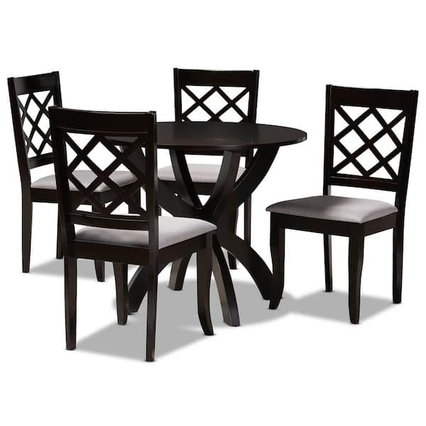 Baxton Studio Savina 5-Piece Grey and Dark Brown Dining Set