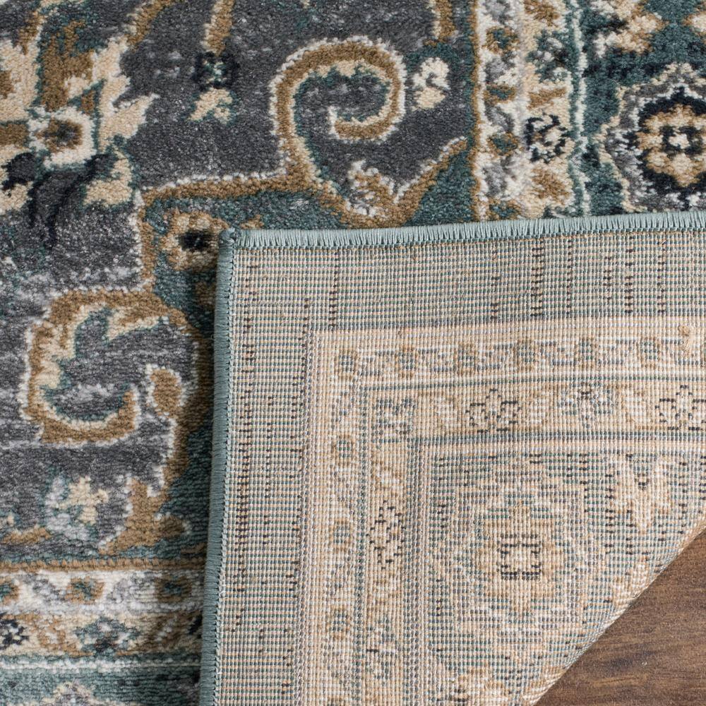 Teal and Grey Traditional Floral 4' x 6' Area Rug