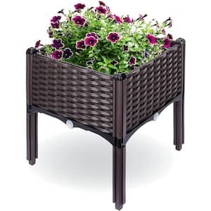 Backyard Expressions 16 in. x 16 in. x 18 in. Resin Wicker Elevated Garden Bed