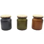 7.5 oz. Glass Farmhouse Citronella Candle with Wooden Lid (3-Pack)