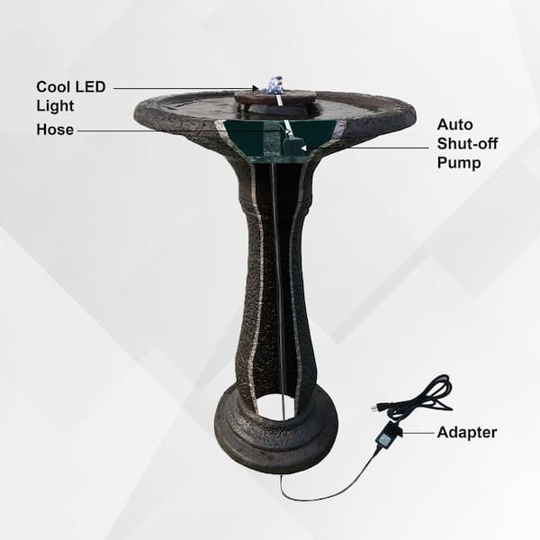 23.43 in. H Resin/Stone Powder/Glass Fiber 1-Tier Waterfall Fountain Birdbath Fountain Garden Water Fountain Dark Brown