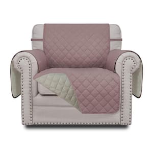 Chair Slipcover Reversible Sofa Cover Water Resistant Couch Cover Furniture Protector Cover Chair, Pink/Beige