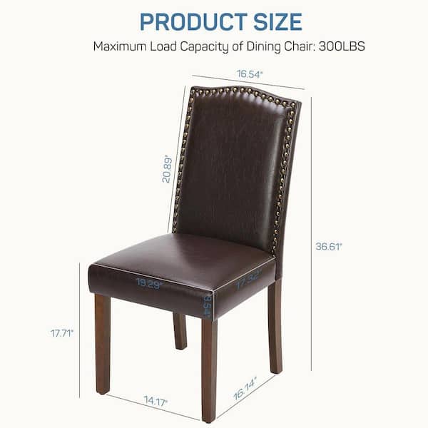 WONDER COMFORT Dark Brown Leather Dining Chair Set of 2