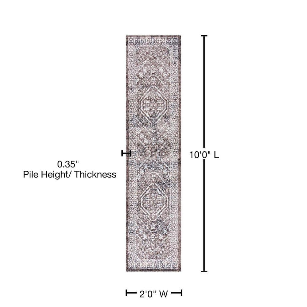 Bohemian Medallion Brown/Ivory Synthetic Area Rug - Easy Care