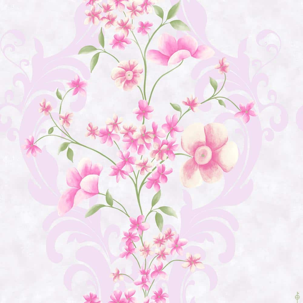 Falkirk Ophia Flowers, Vines Pink, Off-White Vinyl Peelable Roll (Covers 57