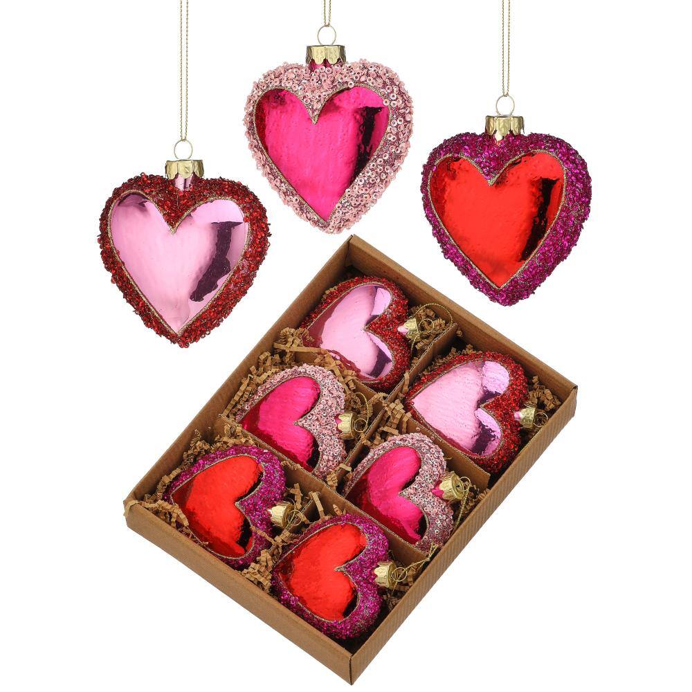 "3"" Glitter Glass Sequin Heart Ornament Box of 6" price history on PriceWatchPro