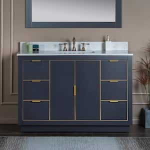 Venice 49 in.W x 22 in.D x 38 in.H Bath Vanity in Gray with Engineered stone Vanity Top in White with White Sink