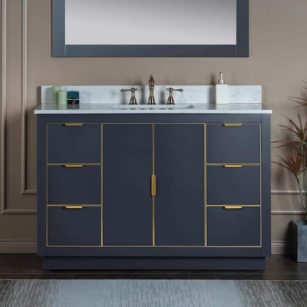 WOODBRIDGE Venice 49 in.W x 22 in.D x 38 in.H Bath Vanity in Gray with Engineered stone Vanity Top in White with White Sink
