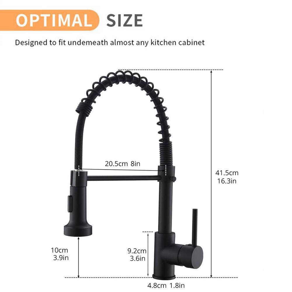 Matte Black Brass Pull Down Kitchen Faucet with Spray