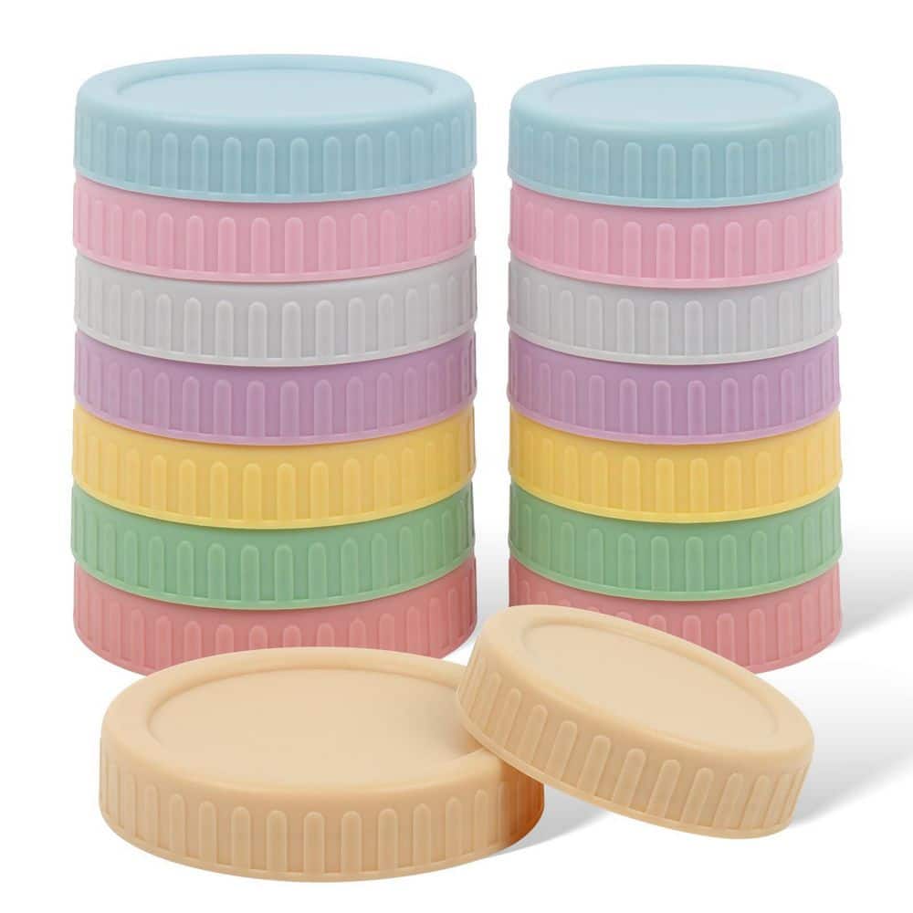 Macaron Color Leak-Proof Silicone Seal Food Storage Lids 16 Pack Food Grade PP Airtight Mason Jar Lids price history on PriceWatchPro