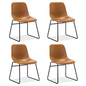 Faux Leather Upholstered Dining Chairs With Metal Legs(Set of 4)