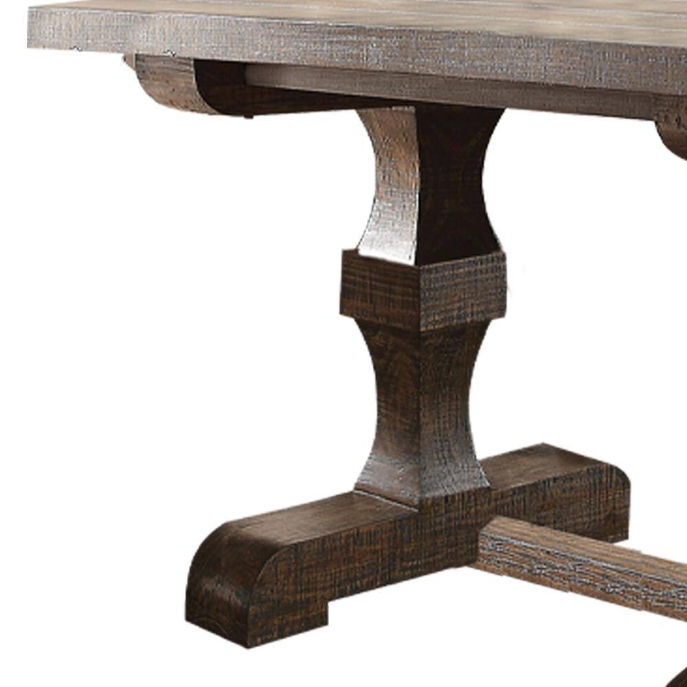 Landon Salvage Brown Extending Dining Table with Trestle Base