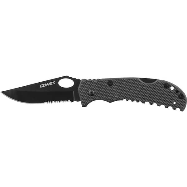 Coast 3.5 in. Stainless Steel Partially Serrated Drop Point Folding Knife