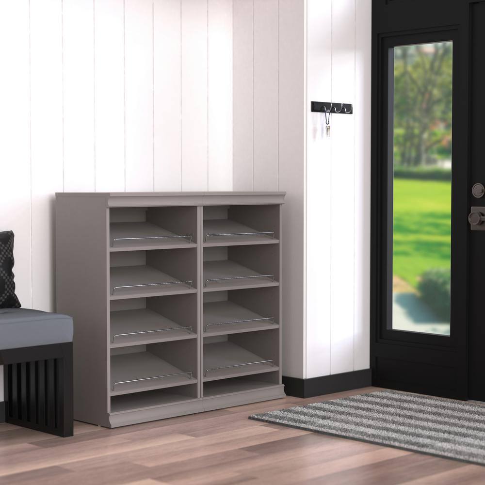 Smoky Taupe Stackable 8-Shelf Wood Shoe Tower