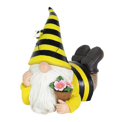 Evergreen 24 in. H Bumble Bee Gnome Garden Statuary 84G3393 - The Home Depot