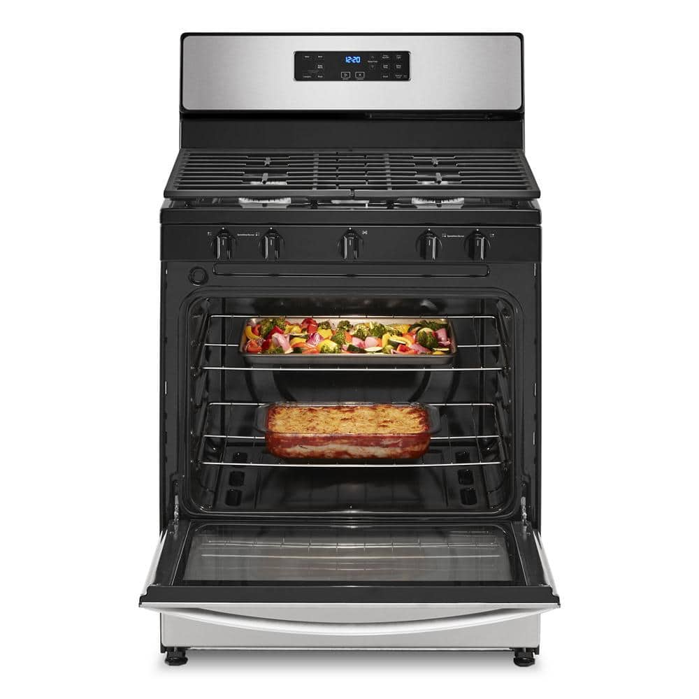 Whirlpool 30" Stainless Steel Freestanding Gas Range with 5 Burners
