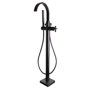 Lura Single-Handle Freestanding Tub Faucet with Cross Handle in Matte Black