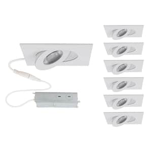 Lotos 2 in. Canless Square Adjustable 3000K New Construction/Remodel IC-Rated Integrated LED Recessed Light Kit (6-Pack)