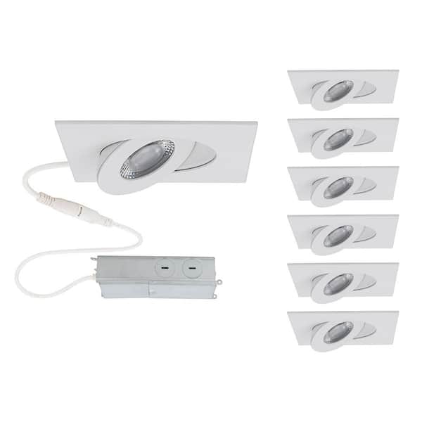WAC LIMITED Lotos 2 in. Canless Square Adjustable 3000K New Construction/Remodel IC-Rated Integrated LED Recessed Light Kit (6-Pack)