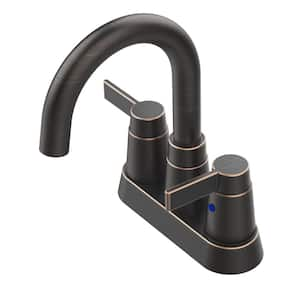 4 in. Centerset 2-Handle 3-Hole 360-Degree Rotating Bathroom Faucet in Matte Black