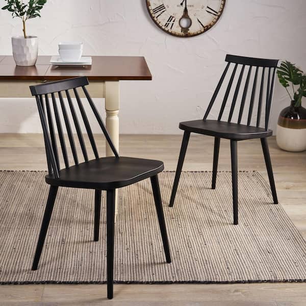 Farmhouse Black Plastic Spindle Back Dining Chairs For Kitchen and