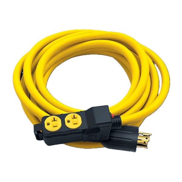 25 ft. NEMA L14-30P to 4x 5-20R Generator Cord in Yellow
