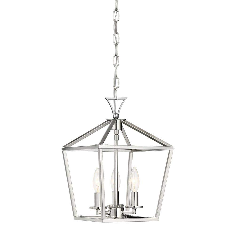 Polished Nickel 3-Light Farmhouse Pendant Chandelier