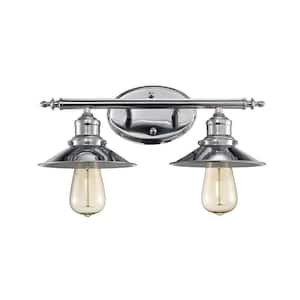 Griswald 2-Light Polished Chrome Vanity Light with Metal Shades