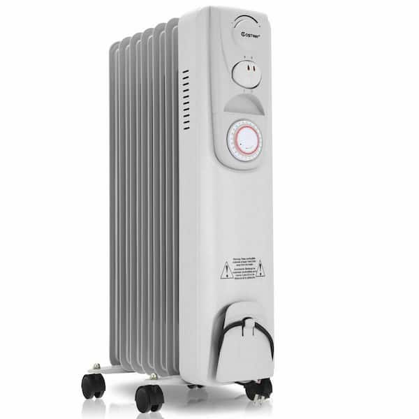 Costway 1500-Watt Electric Oil-filled Radiator Heater Space Heater 7-Fin Timer Thermostat Safety Shut-Off