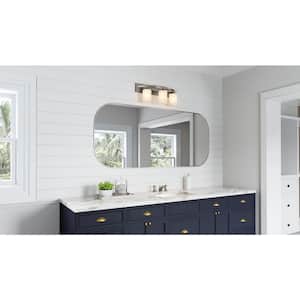 Moonlight 24-in. 3-Light Brushed Nickel Bathroom Vanity Light Fixture with Frosted Glass