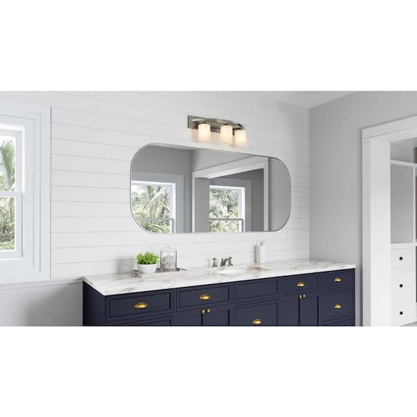 Moonlight 24-in. 3-Light Brushed Nickel Bathroom Vanity Light Fixture with Frosted Glass