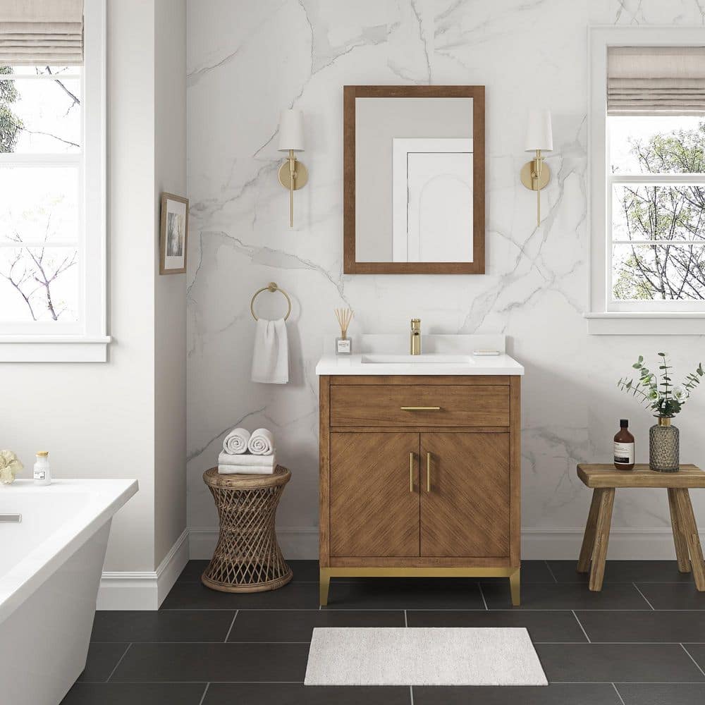 Macchiato 30-Inch Single Sink Vanity with Gold Accents