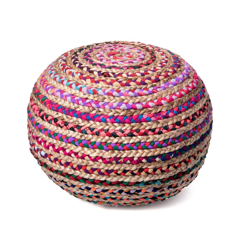 Ling Engineered Wood Round Modern Ottoman Pouf
