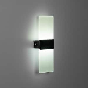 11 in. 1-Light Black White LED Vanity Light with 6000K Cool White