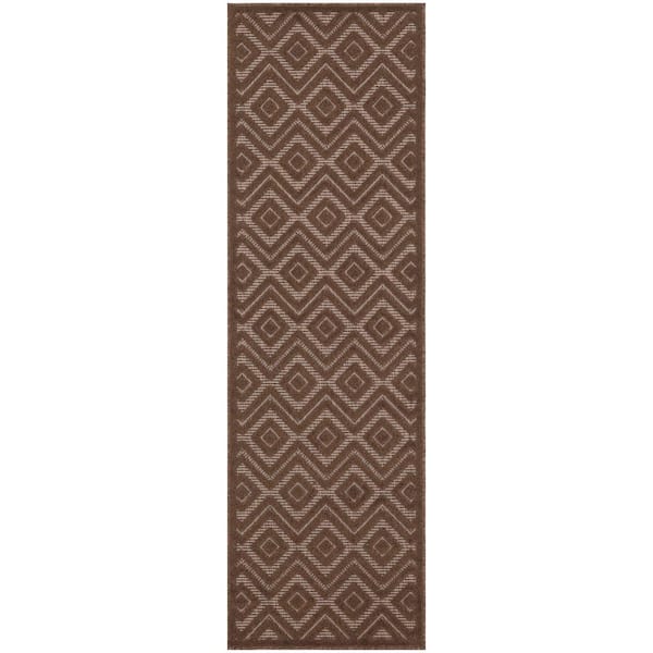 Nourison Versatile Brown 2 ft. x 8 ft. Diamond Contemporary Runner Indoor Area Rug