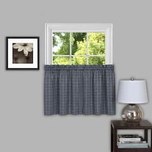 Sydney Grey Polyester Light Filtering Rod Pocket Curtain Tier Pair 57 in. W x 36 in. L