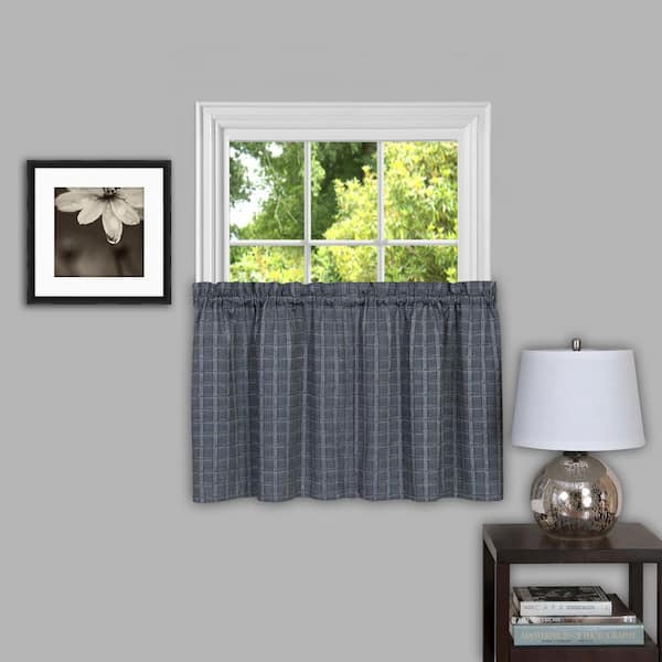 ACHIM Sydney Grey Polyester Light Filtering Rod Pocket Curtain Tier Pair 57 in. W x 36 in. L