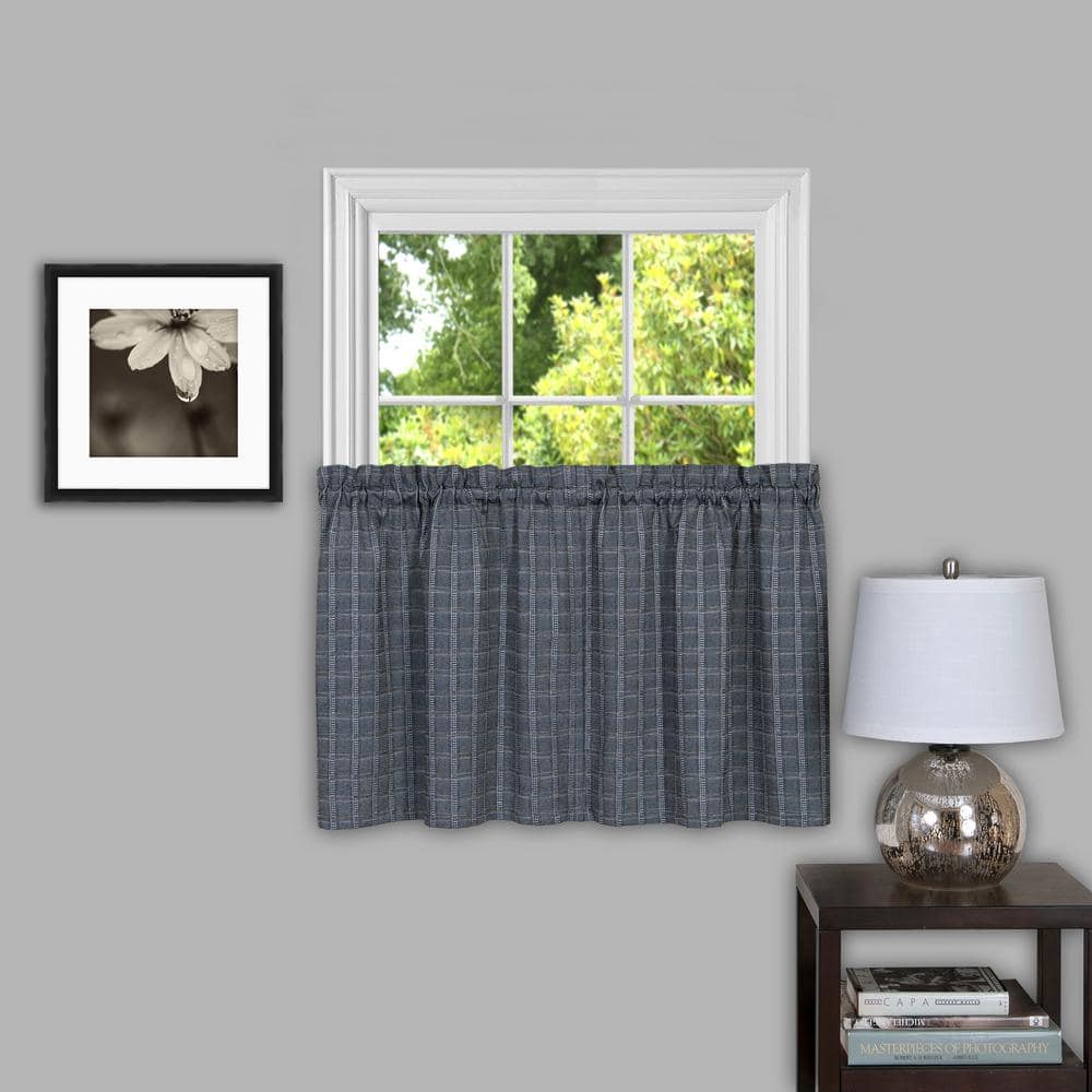 Gray Plaid Linen-Look Rod Pocket Valance, 58" x 14"