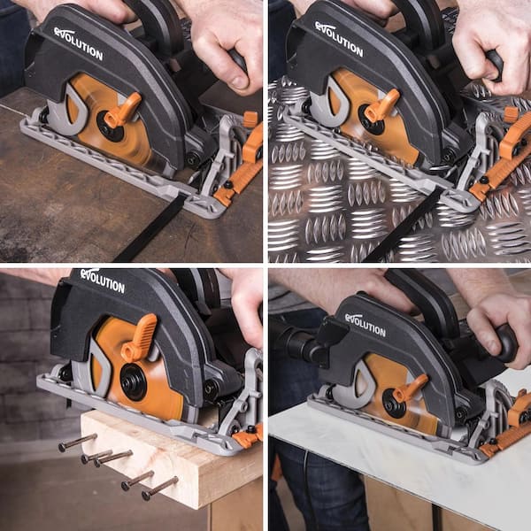 15 Amp 7-1/4 in. Circular Saw with LED Light, Electric Brake, 13 ft. Rubber Power Cord and Multi-Material Blade