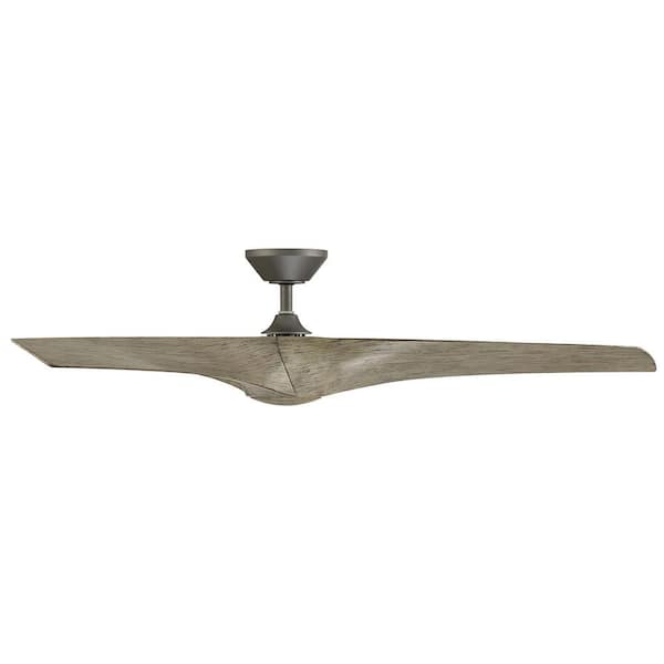 Zephyr 62 in. Smart Indoor/Outdoor 3-Blade Ceiling Fan Graphite Weathered Wood with 3000K LED and Remote Control
