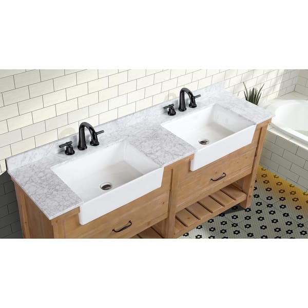 Harper 72 Freestanding Double Bathroom Vanity with Carrara Marble Top –  KitchenBathCollection