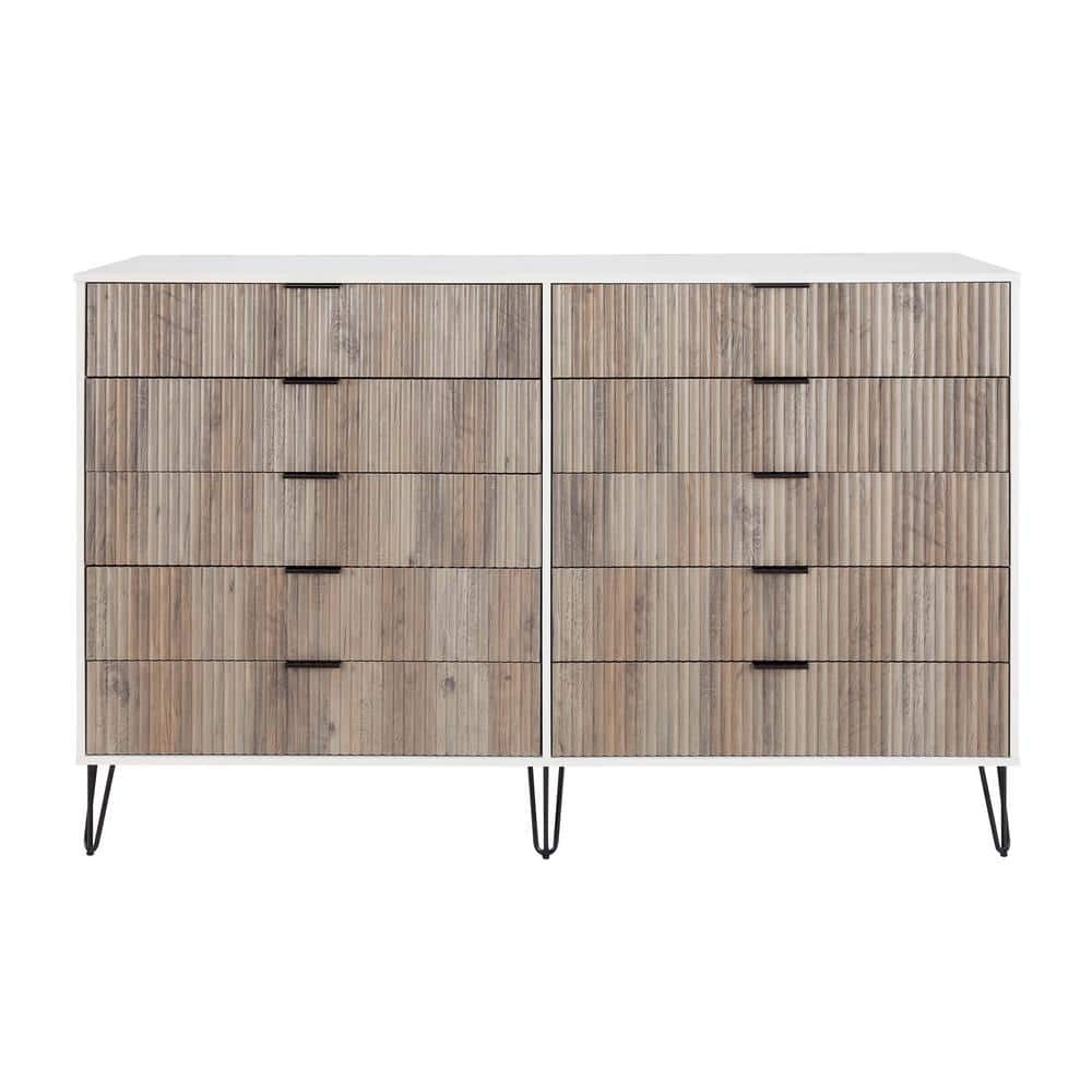 White and Grey Double Dresser with Soft Close Drawers