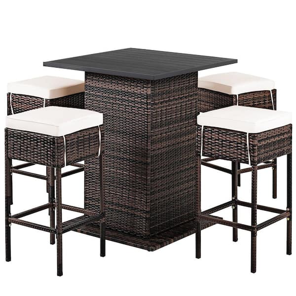 Wicker pub best sale table set