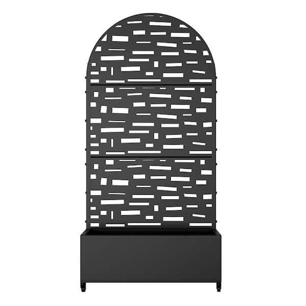 PexFix 35 in. x 16 in. x 12 in. Black Steel Boulevard Outdoor Planting Box with 73 in. x 35 in. bins Climbing Frame (1-Pack)