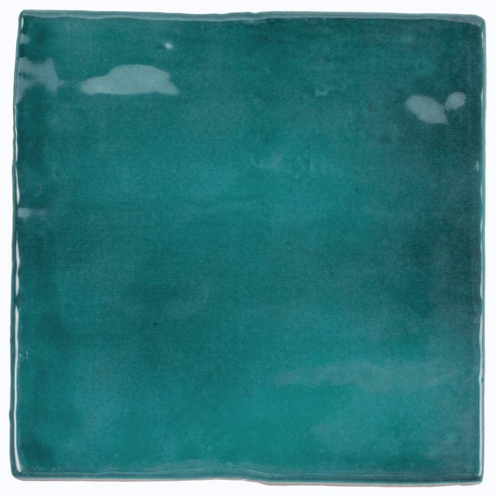 Emerald Glossy Ceramic Square Wall and Floor Tile 3.94 in.