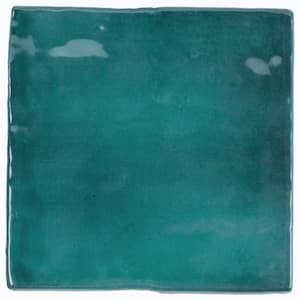 Silken Green 3.94 in. x 3.94 in. Glossy Ceramic Square Wall and Floor Tile (5.38 sq. ft./case) (50-pack)