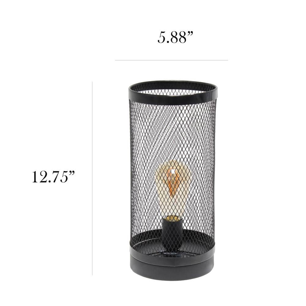 Simple Designs Mesh Cylindrical Steel Table Lamp Black