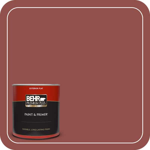 BEHR PREMIUM PLUS 1 qt. #ICC-72 Cinnabar Flat Exterior Paint & Primer