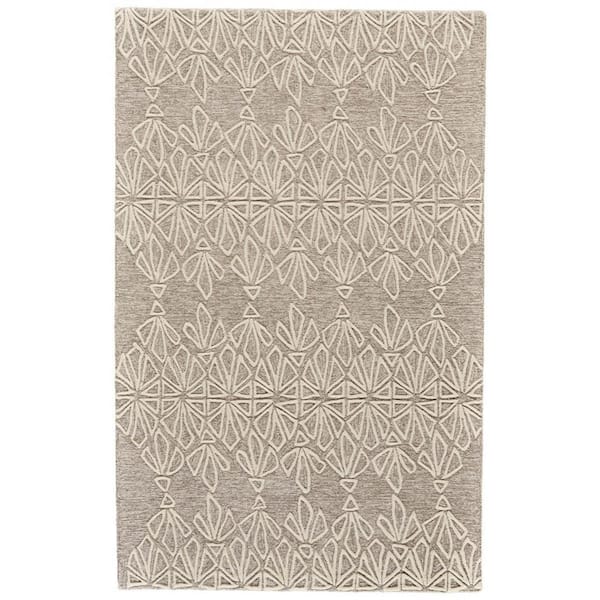 2 ft. x 8 ft. Tan, Ivory Geometric Area Rug
