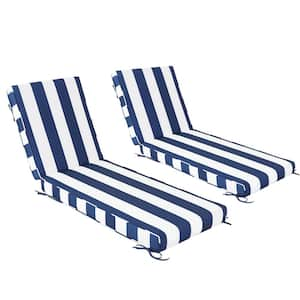 Pelcha 23 in. W x 75 in. D x 5 in. T 2-Piece Outdoor Chaise Lounge Cushion in Striped Navy Blue